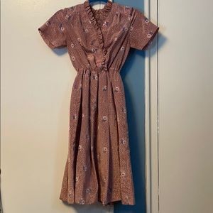 Vintage pink dress with flowers